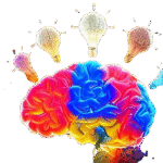 runway 2023 07 24t07 46 18.475z image to image create a 3d with pleasent and educational background. the center part is a human brain from side view. the object above the brain are 5 bulbs of differen